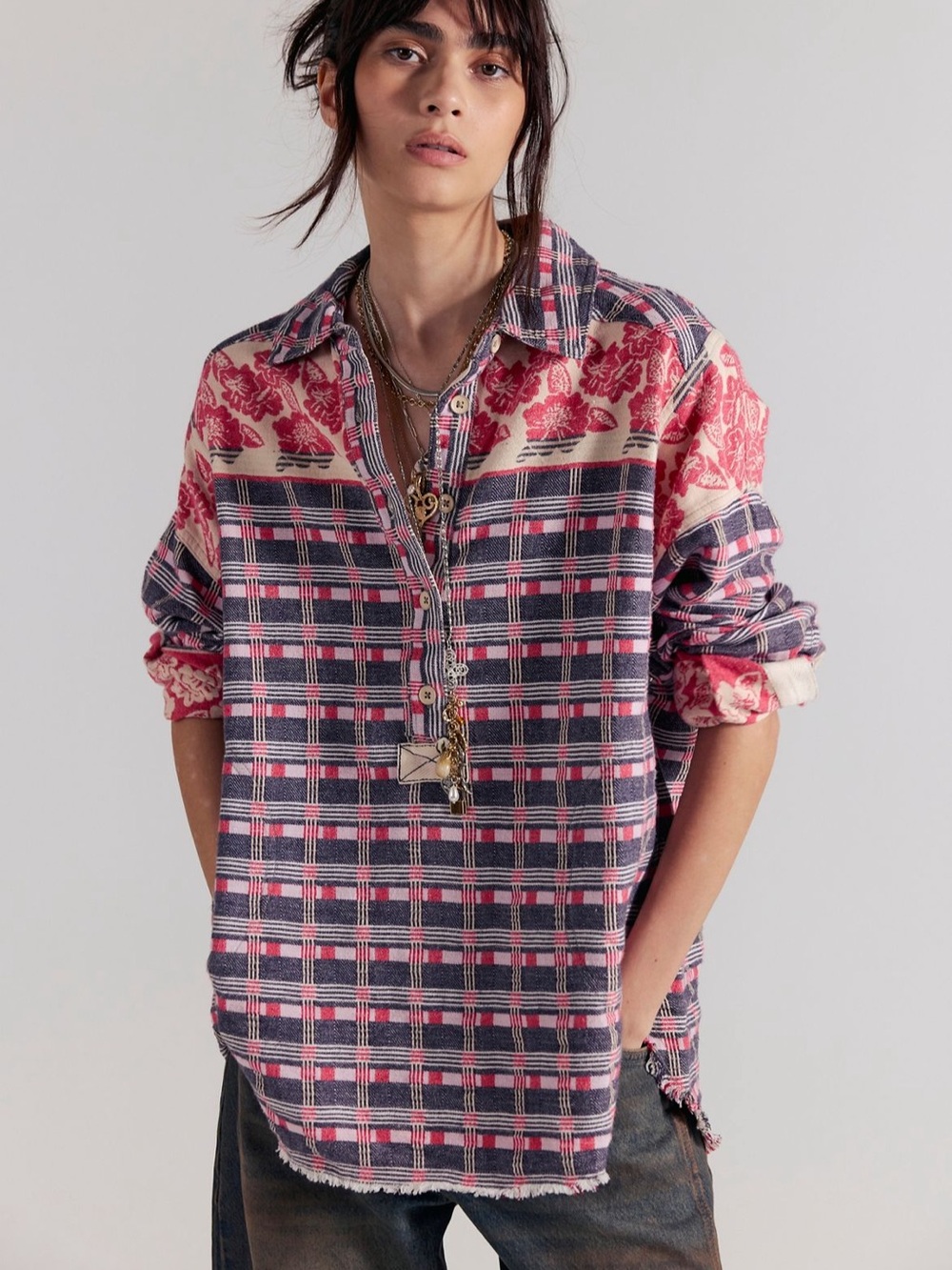 Free People Arizona Sky floral Jacquard pullover